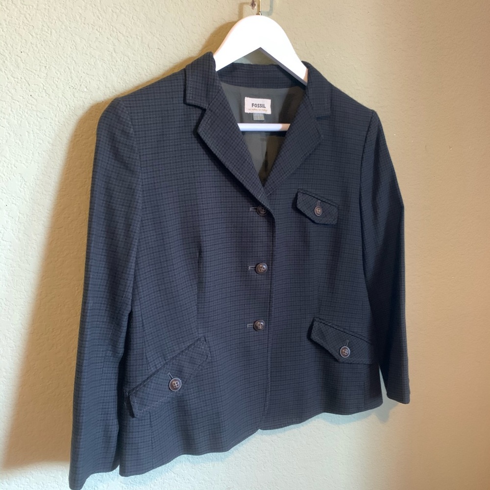 FOSSIL Check Plaid Casual Blazer - Picture 5 of 8